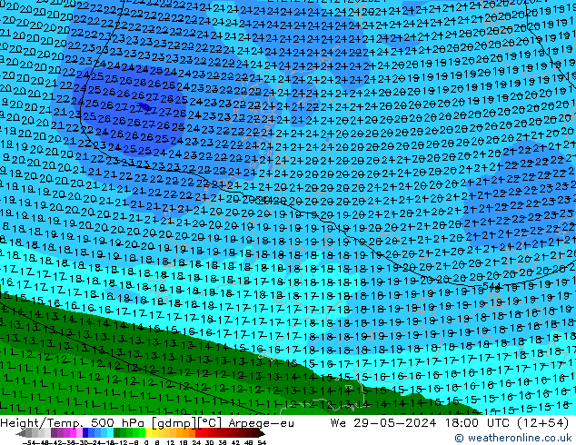 Height/Temp. 500 hPa Arpege-eu We 29.05.2024 18 UTC