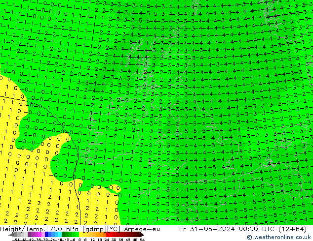 Height/Temp. 700 hPa Arpege-eu Fr 31.05.2024 00 UTC