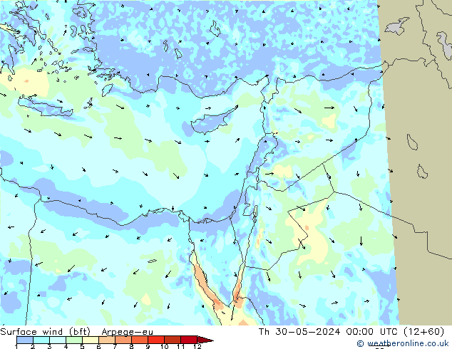  10 m (bft) Arpege-eu  30.05.2024 00 UTC