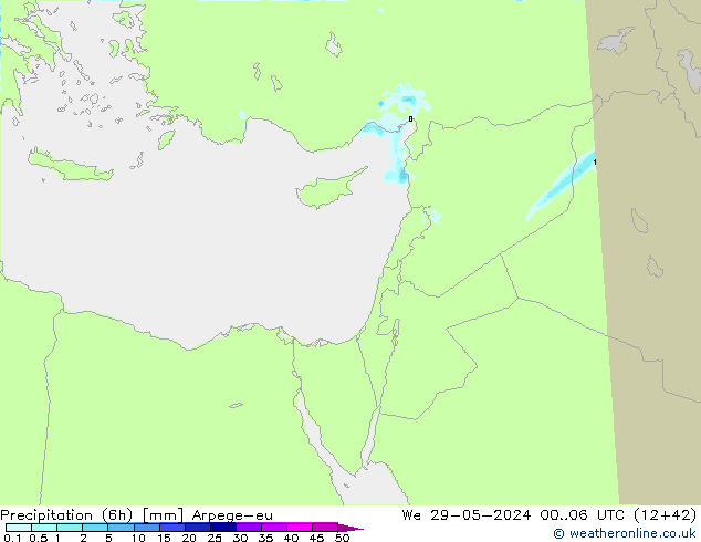 Precipitazione (6h) Arpege-eu mer 29.05.2024 06 UTC