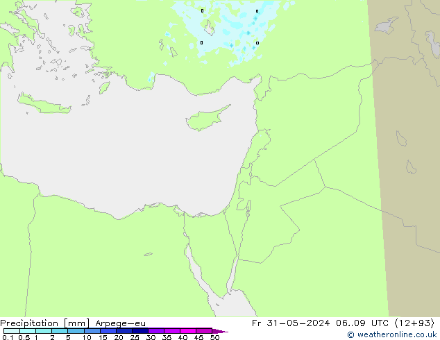 Precipitazione Arpege-eu ven 31.05.2024 09 UTC