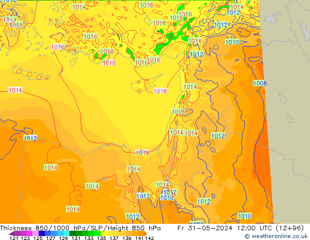 Thck 850-1000 hPa Arpege-eu ven 31.05.2024 12 UTC