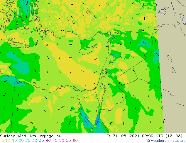 ветер 10 m Arpege-eu пт 31.05.2024 09 UTC