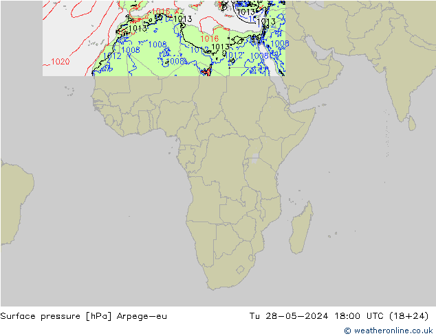 Presión superficial Arpege-eu mar 28.05.2024 18 UTC