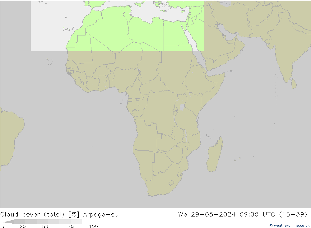 Bulutlar (toplam) Arpege-eu Çar 29.05.2024 09 UTC