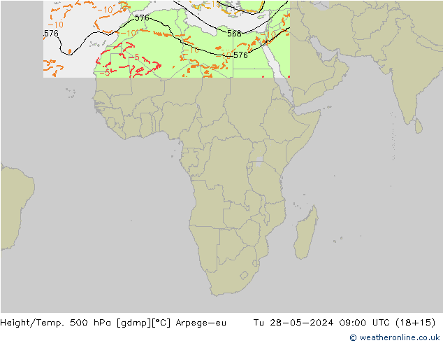 Height/Temp. 500 hPa Arpege-eu Ter 28.05.2024 09 UTC