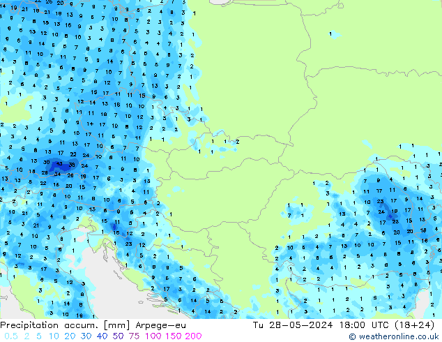 Precipitation accum. Arpege-eu Ter 28.05.2024 18 UTC