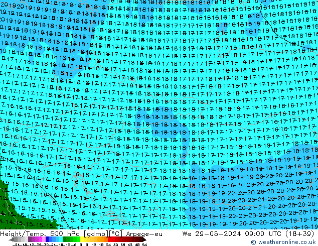Yükseklik/Sıc. 500 hPa Arpege-eu Çar 29.05.2024 09 UTC