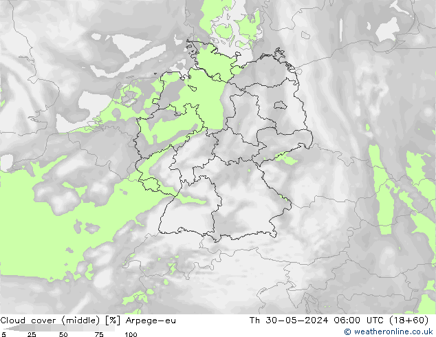 облака (средний) Arpege-eu чт 30.05.2024 06 UTC