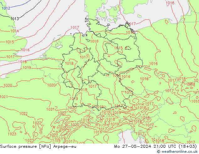 pression de l'air Arpege-eu lun 27.05.2024 21 UTC