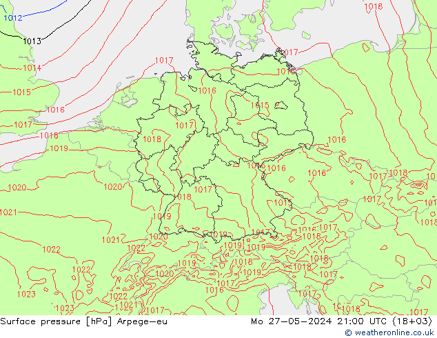 приземное давление Arpege-eu пн 27.05.2024 21 UTC