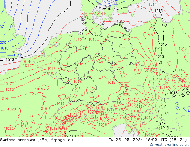 Surface pressure Arpege-eu Tu 28.05.2024 15 UTC