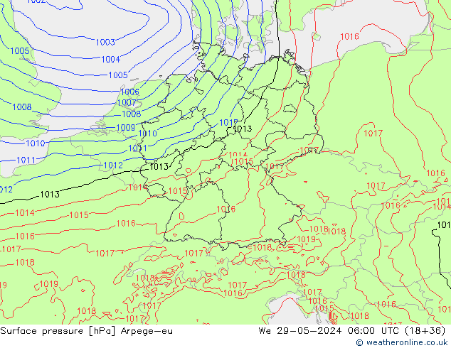 Surface pressure Arpege-eu We 29.05.2024 06 UTC