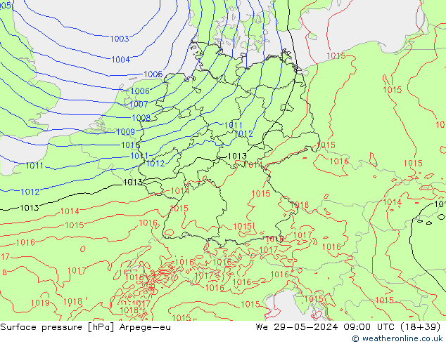 pressão do solo Arpege-eu Qua 29.05.2024 09 UTC