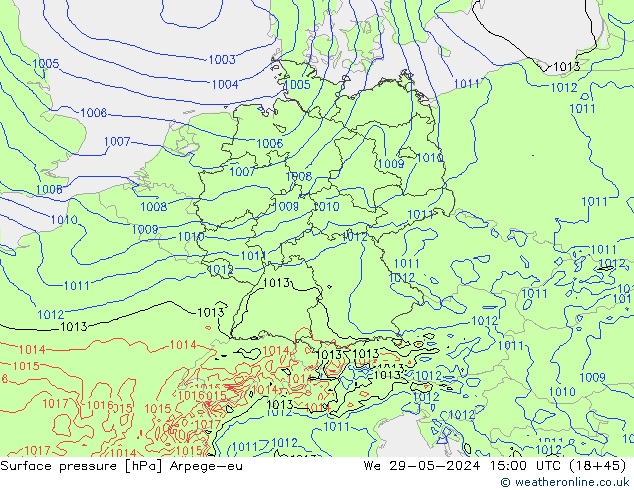 Surface pressure Arpege-eu We 29.05.2024 15 UTC