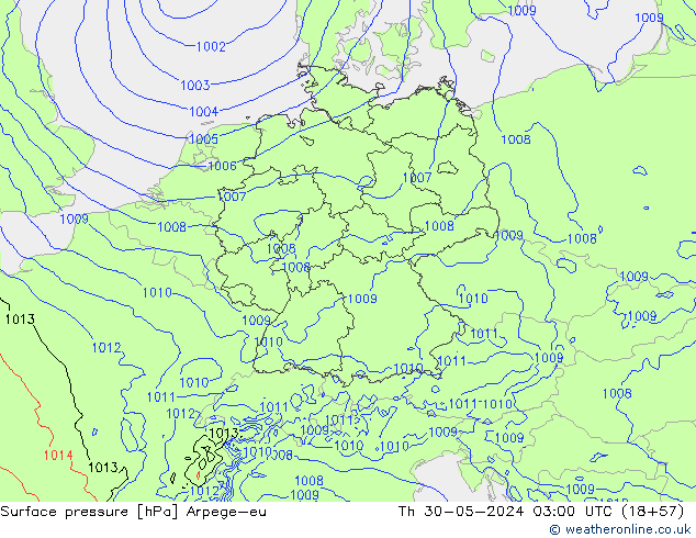 Surface pressure Arpege-eu Th 30.05.2024 03 UTC