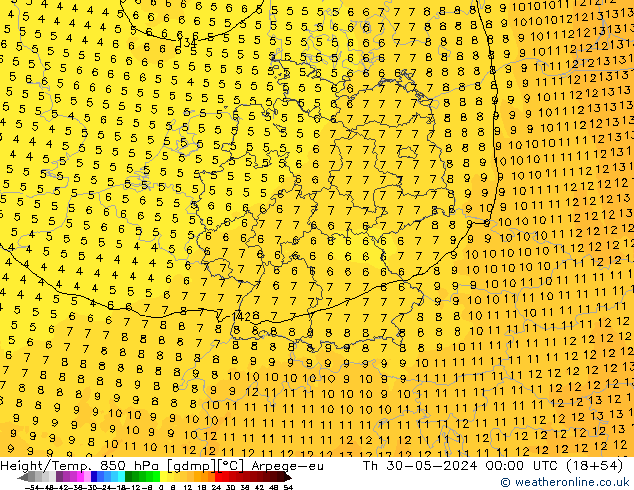 Height/Temp. 850 hPa Arpege-eu Qui 30.05.2024 00 UTC