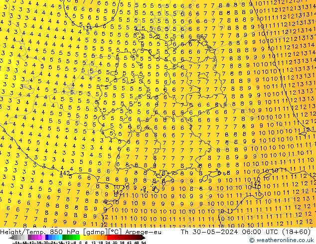 Height/Temp. 850 hPa Arpege-eu Do 30.05.2024 06 UTC