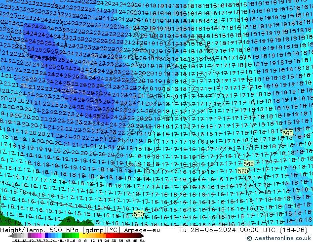 Height/Temp. 500 hPa Arpege-eu Tu 28.05.2024 00 UTC