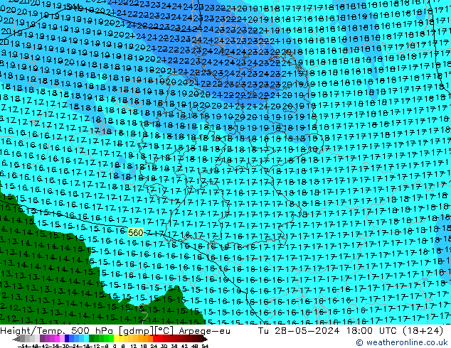 Height/Temp. 500 hPa Arpege-eu Di 28.05.2024 18 UTC