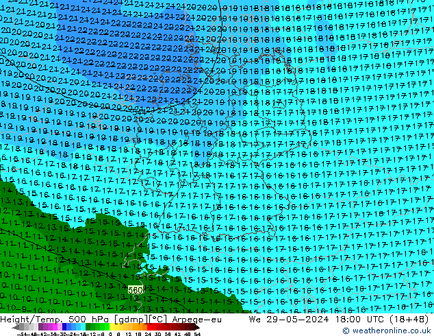 Height/Temp. 500 hPa Arpege-eu We 29.05.2024 18 UTC