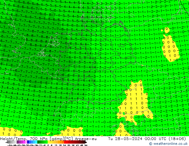 Hoogte/Temp. 700 hPa Arpege-eu di 28.05.2024 00 UTC