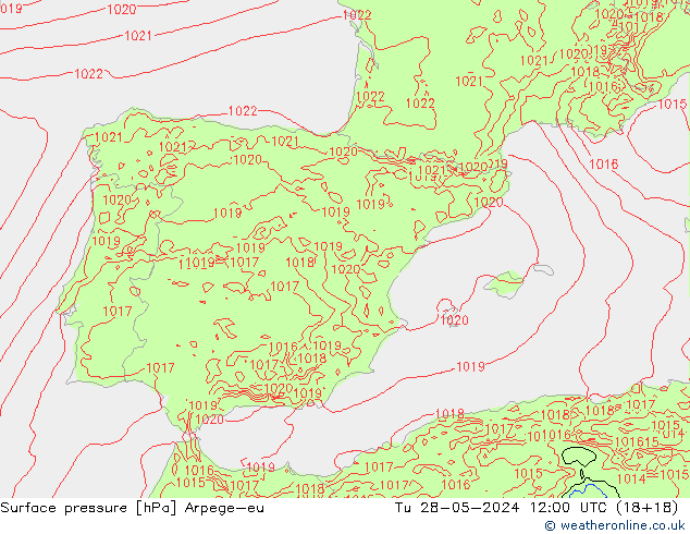 pressão do solo Arpege-eu Ter 28.05.2024 12 UTC