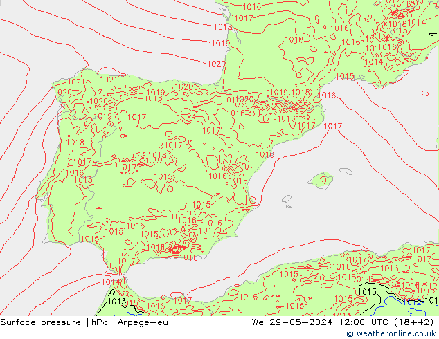 Surface pressure Arpege-eu We 29.05.2024 12 UTC