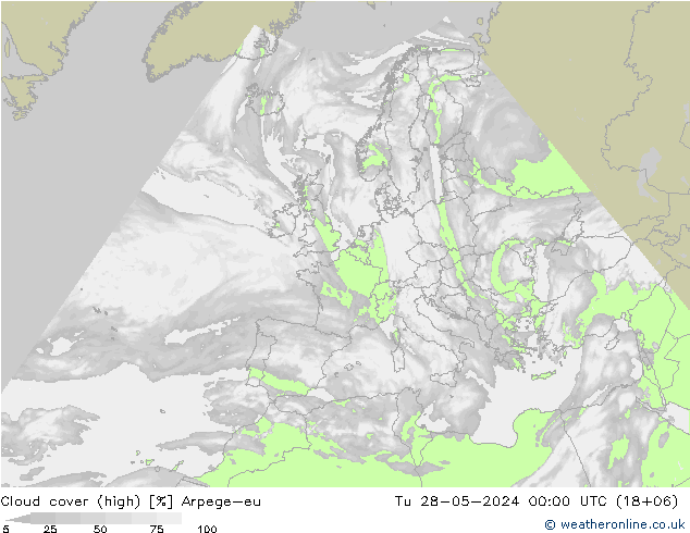 Bewolking (Hoog) Arpege-eu di 28.05.2024 00 UTC