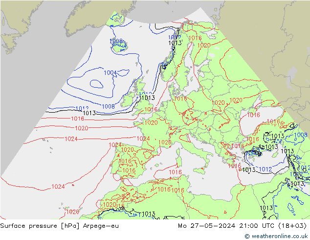 Luchtdruk (Grond) Arpege-eu ma 27.05.2024 21 UTC