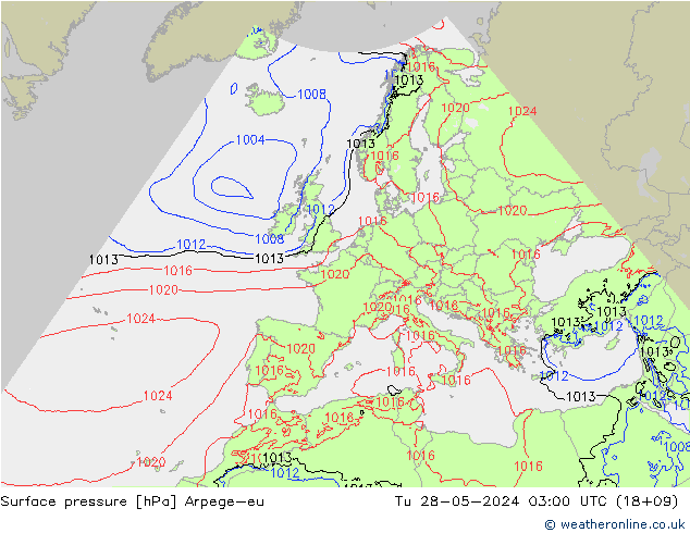 приземное давление Arpege-eu вт 28.05.2024 03 UTC