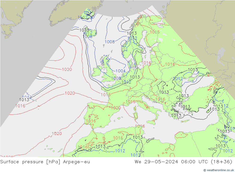 pression de l'air Arpege-eu mer 29.05.2024 06 UTC