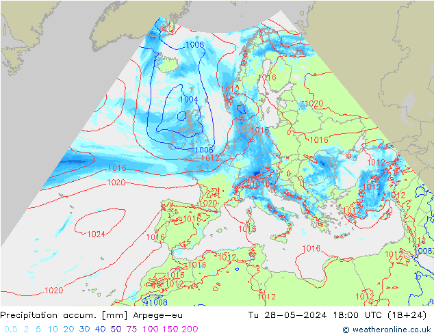 Precipitación acum. Arpege-eu mar 28.05.2024 18 UTC