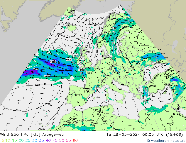 Wind 850 hPa Arpege-eu Di 28.05.2024 00 UTC