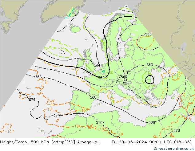 Geop./Temp. 500 hPa Arpege-eu mar 28.05.2024 00 UTC