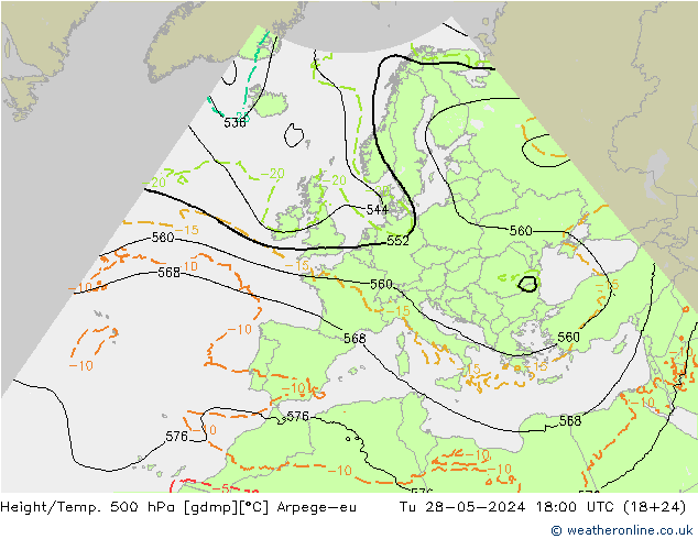 Height/Temp. 500 hPa Arpege-eu mar 28.05.2024 18 UTC