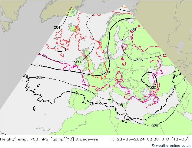 Height/Temp. 700 гПа Arpege-eu вт 28.05.2024 00 UTC