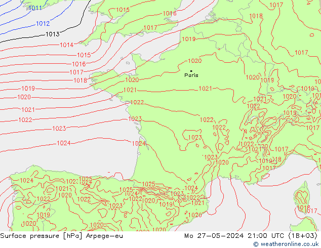 Luchtdruk (Grond) Arpege-eu ma 27.05.2024 21 UTC