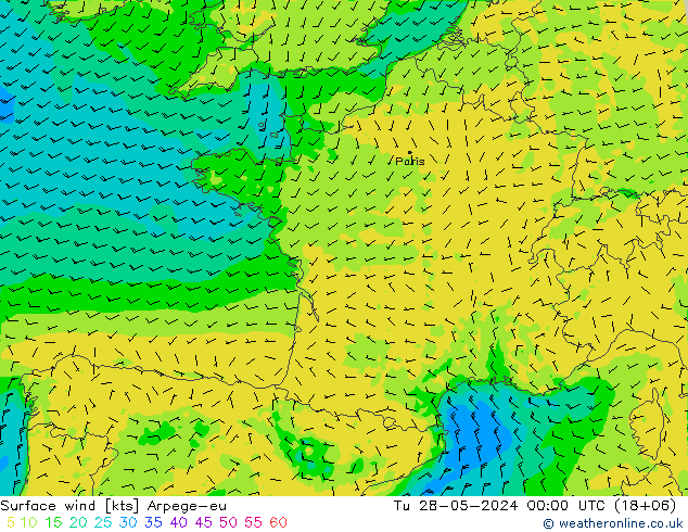 Wind 10 m Arpege-eu di 28.05.2024 00 UTC