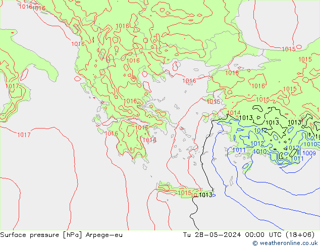 приземное давление Arpege-eu вт 28.05.2024 00 UTC