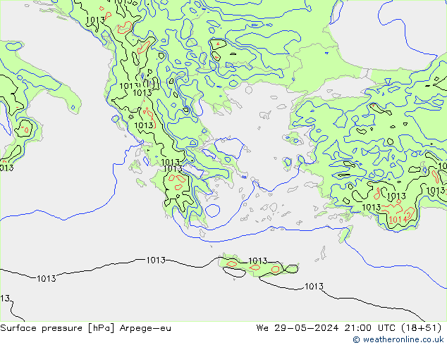 Bodendruck Arpege-eu Mi 29.05.2024 21 UTC