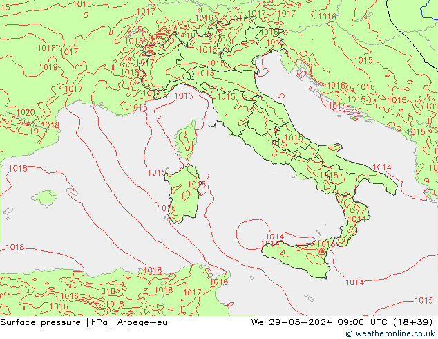 Bodendruck Arpege-eu Mi 29.05.2024 09 UTC