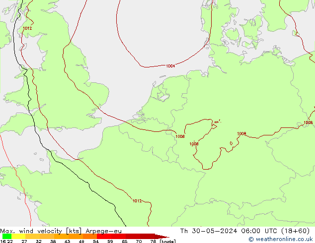 Maks. Rüzgar Hızı Arpege-eu Per 30.05.2024 06 UTC