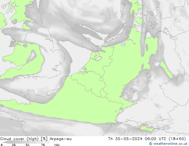 nuvens (high) Arpege-eu Qui 30.05.2024 06 UTC