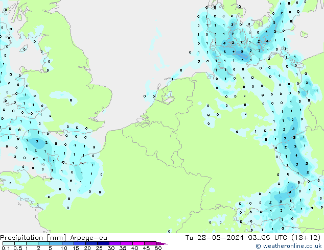 Niederschlag Arpege-eu Di 28.05.2024 06 UTC