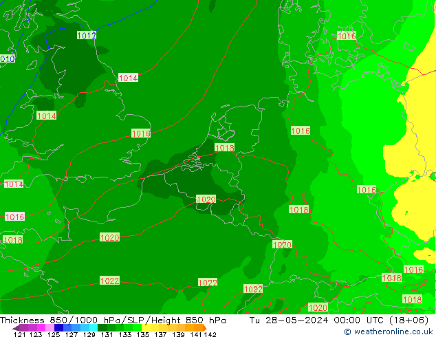 Schichtdicke 850-1000 hPa Arpege-eu Di 28.05.2024 00 UTC