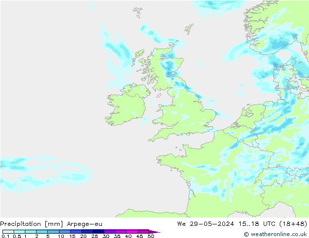 Precipitation Arpege-eu We 29.05.2024 18 UTC