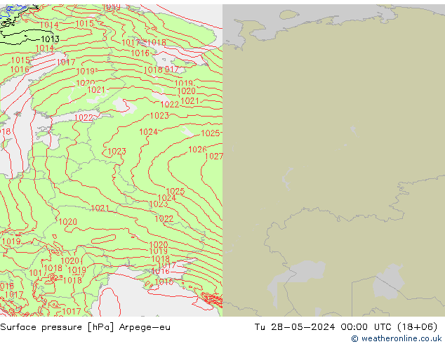 Surface pressure Arpege-eu Tu 28.05.2024 00 UTC