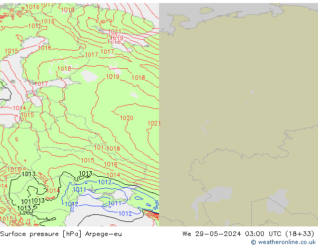 Pressione al suolo Arpege-eu mer 29.05.2024 03 UTC