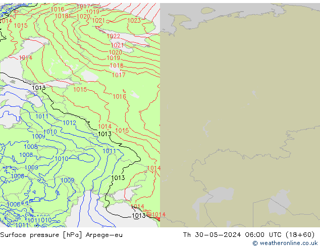 Surface pressure Arpege-eu Th 30.05.2024 06 UTC